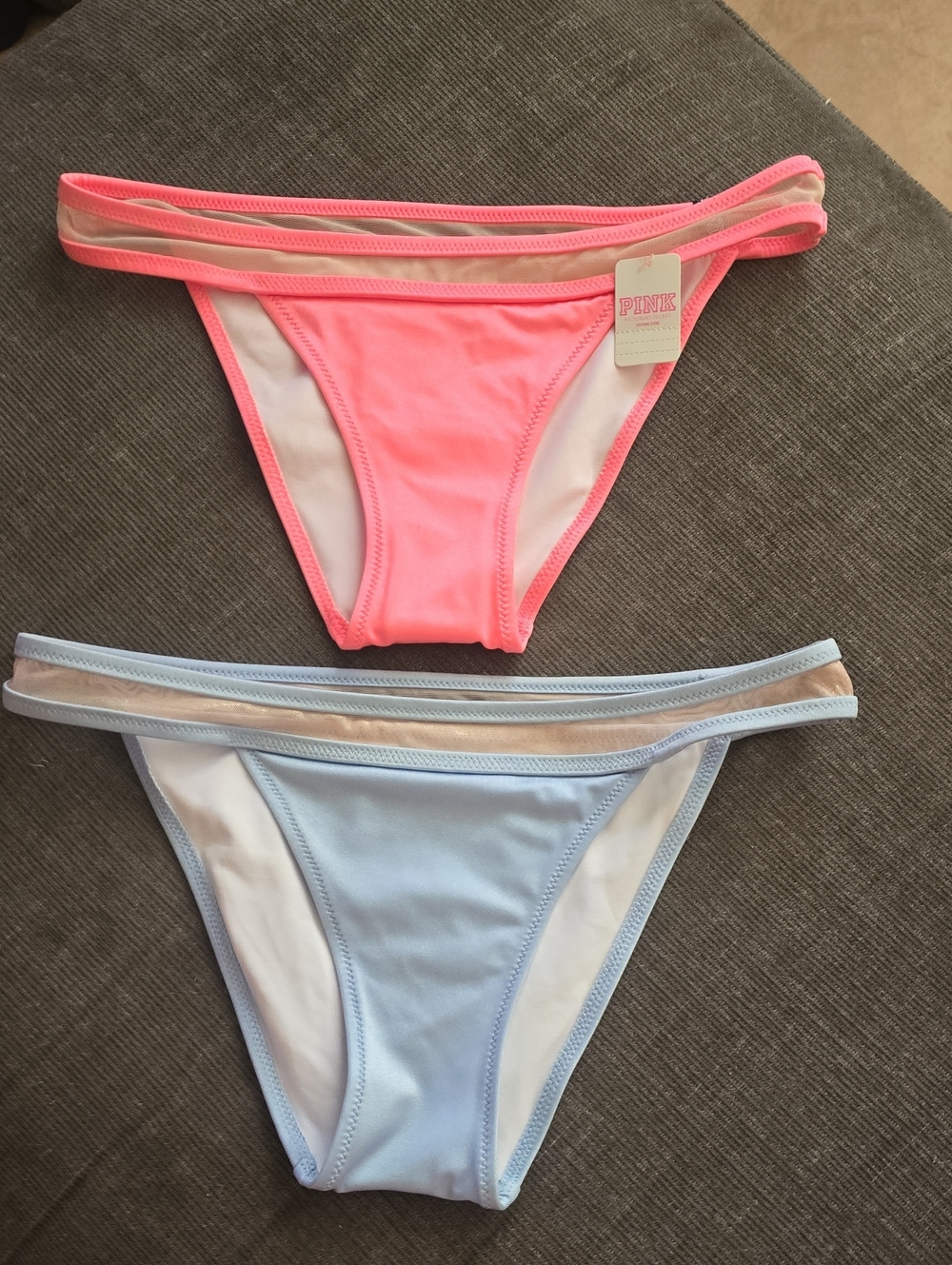PINK Victoria's Secret Neon Pink & Light Blue Bikini Bottoms - Girls Dual Pack